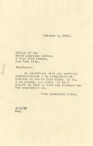 Letter from W. E. B. Du Bois to The North American Review