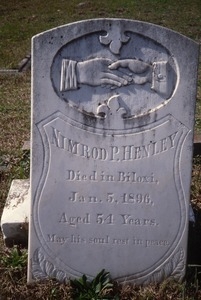 Biloxi Cemetery (Mississippi) gravestone: Henley, Nimrod (d. 1896)