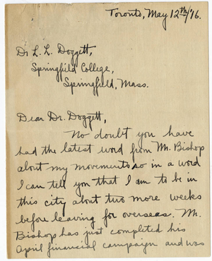Letter from Frank B. Wilson to Laurence L. Doggett (May 12, 1916)