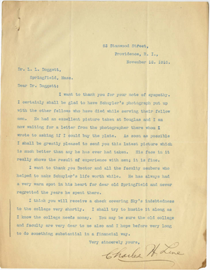 Letter from Charles H. Line to Laurence L. Doggett (November 18, 1916)