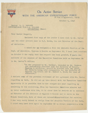 Letter from James H. McCurdy to Laurence L. Doggett (October 4, 1918)
