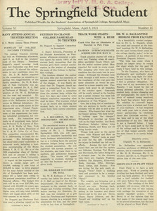 The Springfield Student (vol. 11, no. 11), April 8, 1921