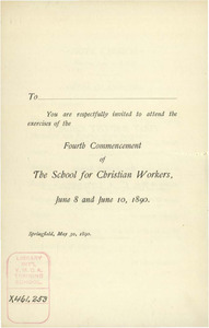 Springfield College Commencement Invitation (1890)