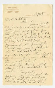 Letter to Amos Alonzo Stagg from Brown University dated September 28, 1891.