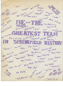 "Be the Greatest Team in Springfield History," Springfield College playbook, 1965