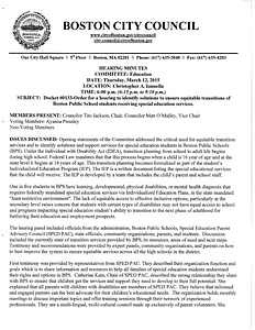 Committee on Education hearing minutes, March 12, 2015