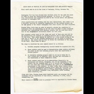 Draft of proposal to Action for Boston Community Development (ABCD) about Washington Park anti-poverty program with grant application materials